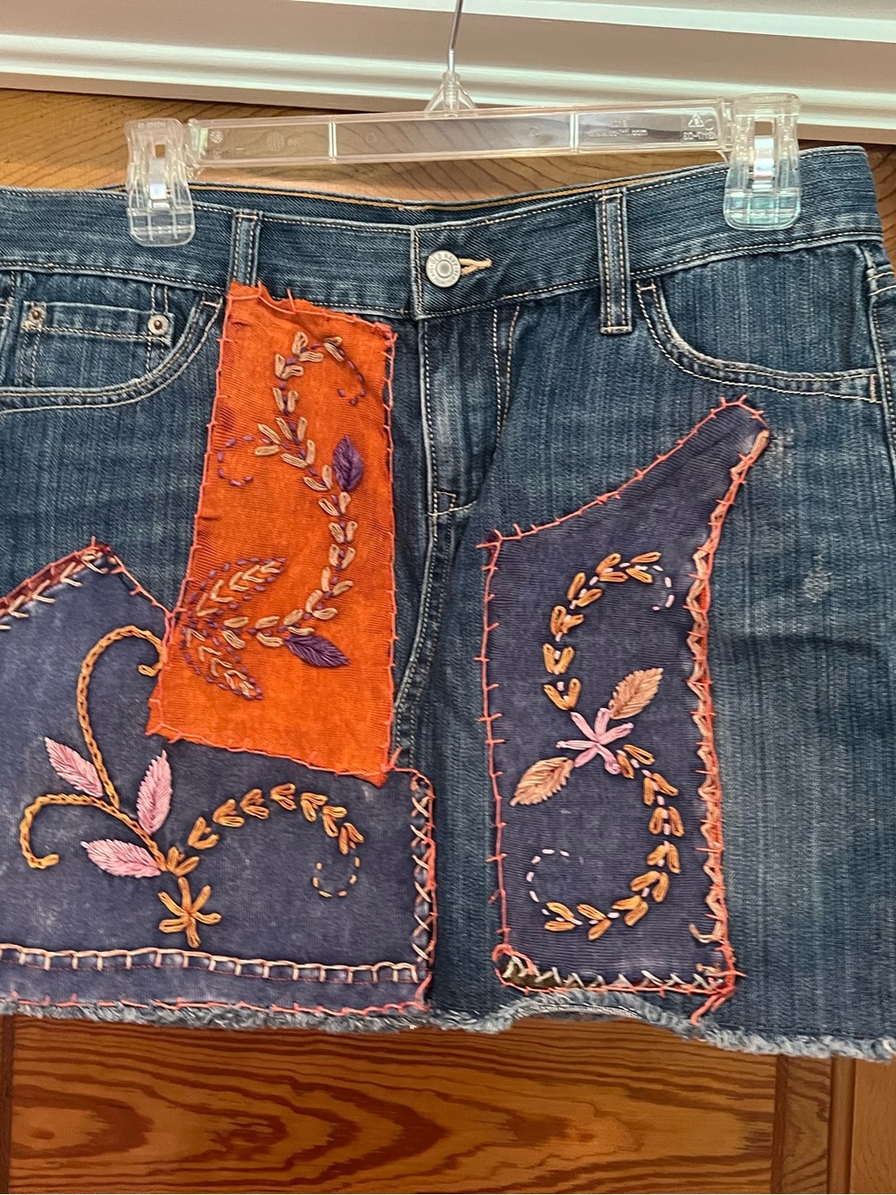 Handcrafted Bogo patchwork denim skirt size 8